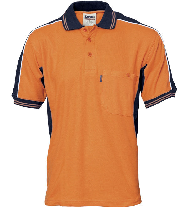 DNC Poly/Cotton Contrast Panel Short Sleeve Polo