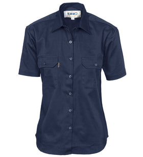 Ladies Cotton Drill Short Sleeve Work Shirt