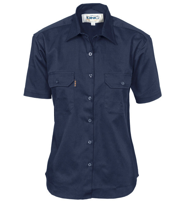 Ladies Cotton Drill Short Sleeve Work Shirt