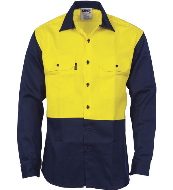 DNC Mens Patron Saint Flame Retardant Two Tone L/S Drill Shirt