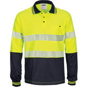 HIVIS Segment Taped Long Sleeve Micromesh Polo