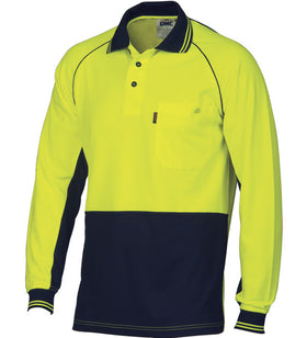DNC HiVis Cotton Backed Cool-Breeze Contrast Long Sleeve Polo