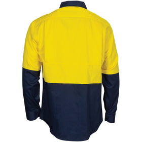 HiVis L/W Cool-Breeze T2 Vertical Vented Long Sleeve Cotton Shirt with Gusset Sleeves
