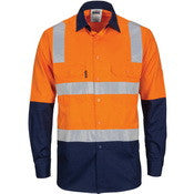 HIVIS Two Tone Cool-Breeze Long Sleeve Cotton Shirt with Hoop & Shoulder CSR Reflective Tape