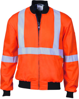 HiVis Cotton Bomber Jacket With Cross Back & Additional 3M Reflective Tape