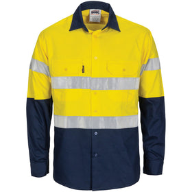 HiVis R/W Cool-Breeze T2 Vertical Vented Long Sleeve Cotton Shirt with Gusset Sleeves