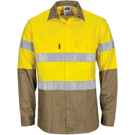 HiVis L/W Cool-Breeze T2 Vertical Vented Long Sleeve Cotton Shirt with Gusset Sleeve
