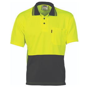Mens HiVis Two Tone Cool Breathe Short Sleeve Polo