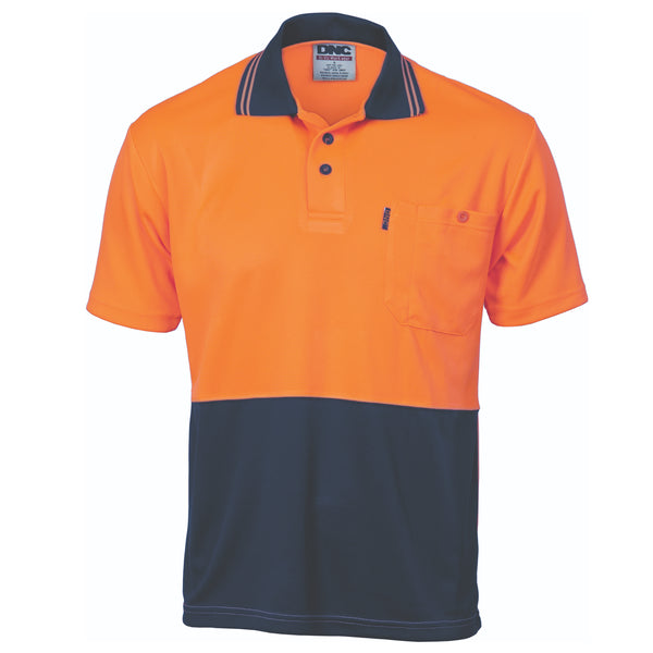 Mens HiVis Two Tone Cool Breathe Short Sleeve Polo