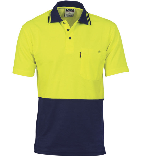 DNC Cotton Back HiVis Two Tone Short Sleeve Fluoro Polo
