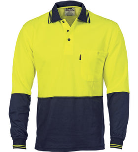 DNC HiVis Cotton Backed Cool-Breeze Contrast Long Sleeve Polo