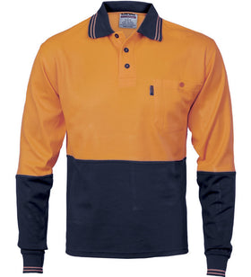 DNC HiVis Cotton Backed Cool-Breeze Contrast Long Sleeve Polo