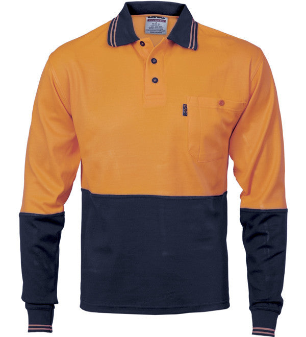 DNC HiVis Cotton Backed Cool-Breeze Contrast Long Sleeve Polo