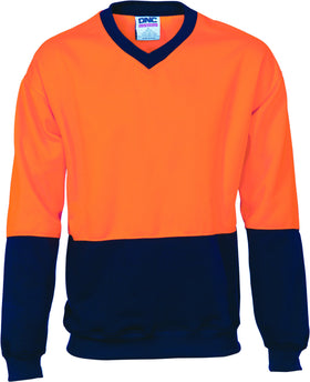 HiVis Two Tone Fleecy Sweat Shirt V-Neck