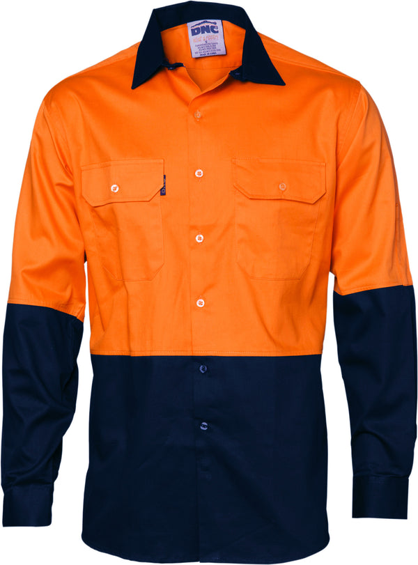 HiVis Two Tone Cotton Drill Long Sleeve