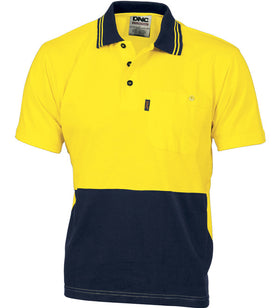 HiVis Cool-Breeze Cotton Short Sleeve Jersey Polo Shirt With Under Arm Cotton Mesh