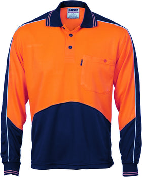 HiVis Cool Breathe Panel Long Sleeve Polo Shirt