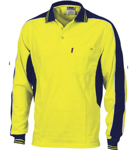 DNC Poly/Cotton Contrast Panel Long Sleeve Polo