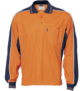 DNC Poly/Cotton Contrast Panel Long Sleeve Polo