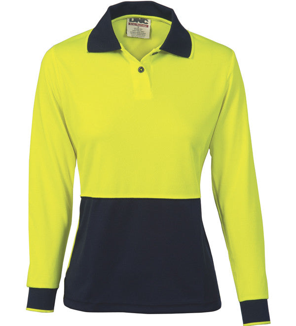 Ladies HiVis Two Tone Long Sleeve Polo Shirt