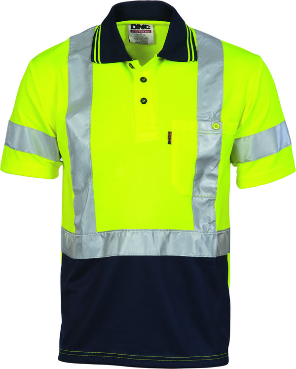 Hivis D/N Cool Breathe Short Sleeve Polo Shirt With Cross Back R/Tape