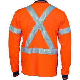 Hivis D/N Cool-Breathe Long Sleeve Polo Shirt With Cross Back R/Tape