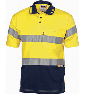 Hi Vis Cool-Breeze Cotton Short Sleeve Jersey Polo With 3m R/Tape