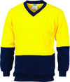 HiVis Two Tone Cotton Fleecy Sweat Long Sleeve V-Neck