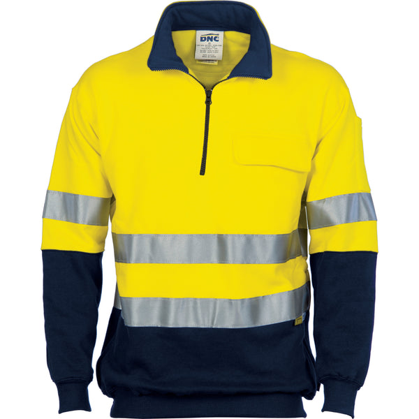 HiVis Two Tone 1/2 Zip Cotton Fleecy Long Sleeve Windcheater