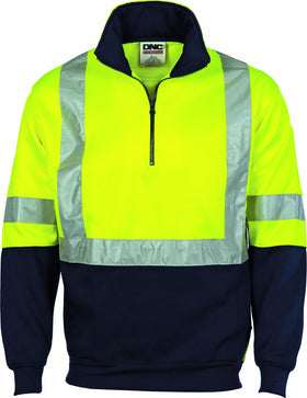 HiVis Cross Back D/N Two Tone 1/2 Zip Fleecy Sweat Shirt