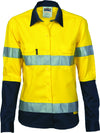 Ladies HiVis Two Tone Drill Long Sleeve With Reflective Tape