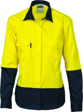 Ladies HiVis Two Tone Cool-Breeze Cotton Long Sleeve