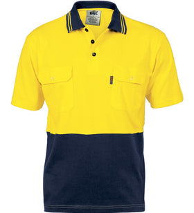 DNC HiVis Cool-Breeze 2 Tone Cotton Jersey Short Sleeve Polo With Twin Chest Pocket