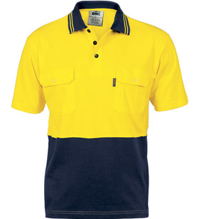DNC HiVis Cool-Breeze 2 Tone Cotton Jersey Short Sleeve Polo With Twin Chest Pocket