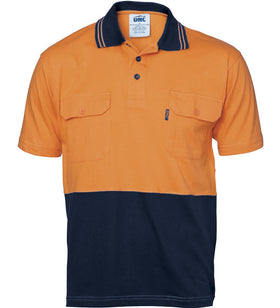 DNC HiVis Cool-Breeze 2 Tone Cotton Jersey Short Sleeve Polo With Twin Chest Pocket