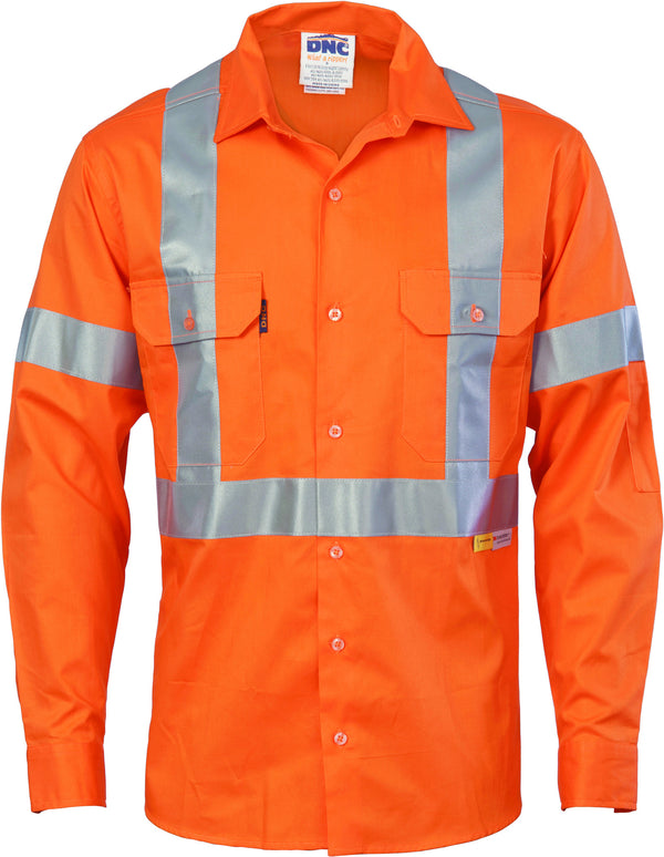 HiVis Cool-Breeze Cross Back Cotton Long Sleeve With Reflective Tape