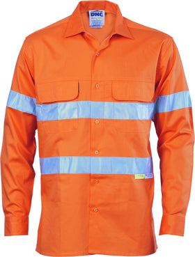 HiVis Three Way Cool-Breeze Cotton Long Sleeve With Reflective Tape