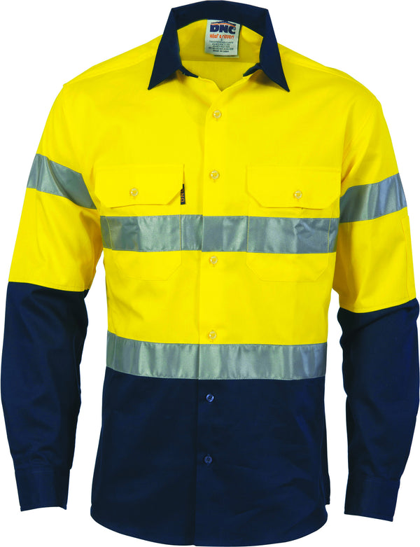 HiVis D/N 2 Tone Long Sleeve Drill Shirt with Generic R/Tape