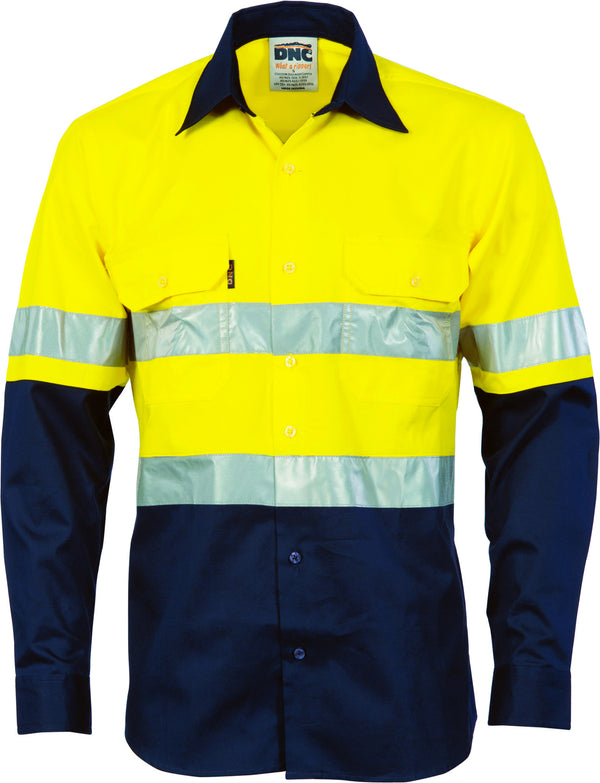 HiVis Cool-Breeze Vertical Vented Cotton Long Sleeve With Generic Reflective Tape