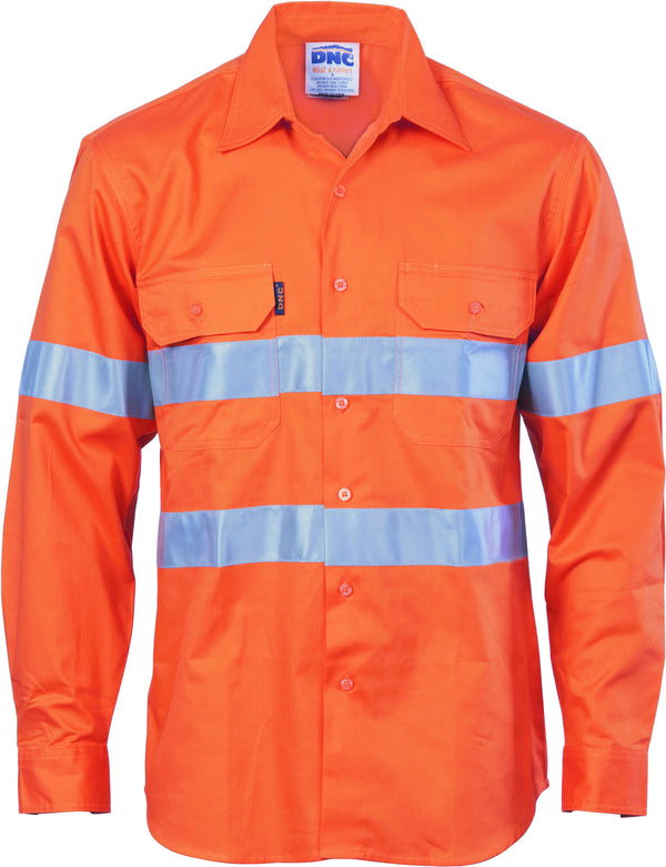 HiVis Cool-Breeze Vertical Vented Cotton Long Sleeve With Genereic Reflective Tape