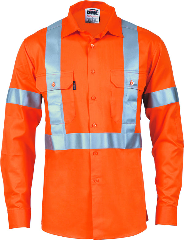 HiVis D/N Cotton Long Sleeve With Cross Back Generic Reflective Tape