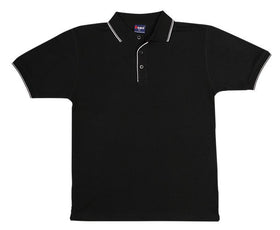 Mens Double Stripe Trim Collar Polo