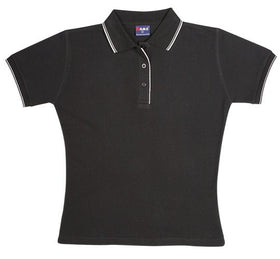 Ladies Double Stripe Trim Collar Polo