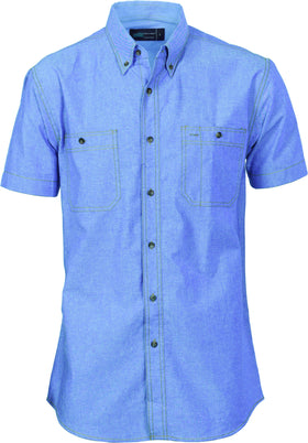 Mens Cotton Chambray Short Sleeve Shirt