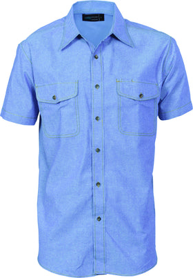 Mens Cotton Twin Pocket Short Sleeve Shirt