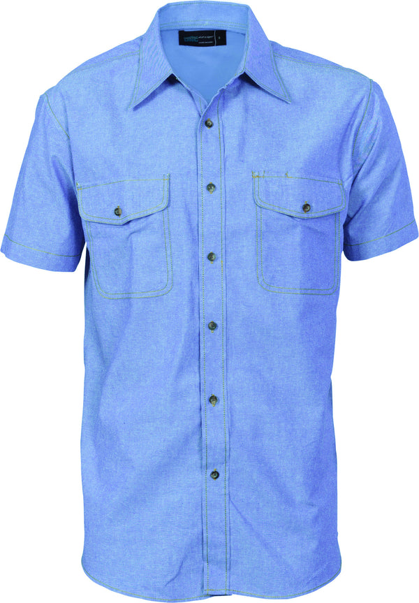 Mens Cotton Twin Pocket Short Sleeve Shirt