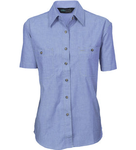 Ladies Cotton Chambray Short Sleeve Shirt