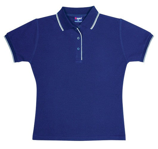 Ladies Double Stripe Trim Collar Polo