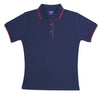 Ladies Double Stripe Trim Collar Polo