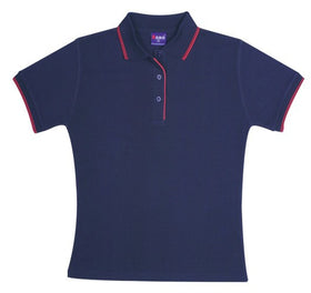 Ladies Double Stripe Trim Collar Polo